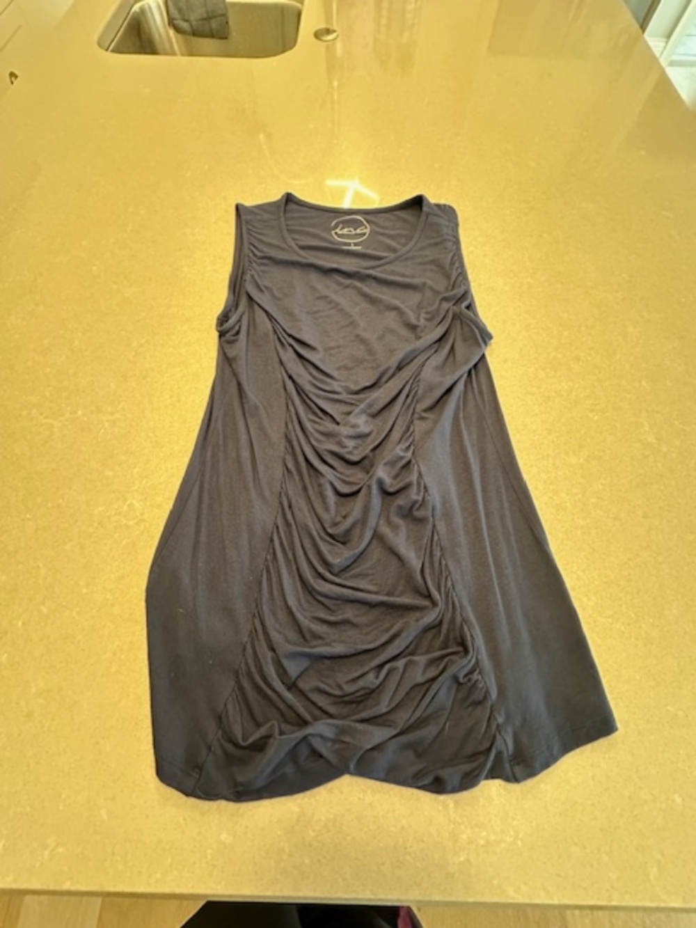 I.N.C. International Concepts Women Large Luxe-Layering Jersey Navy Ruched Tank